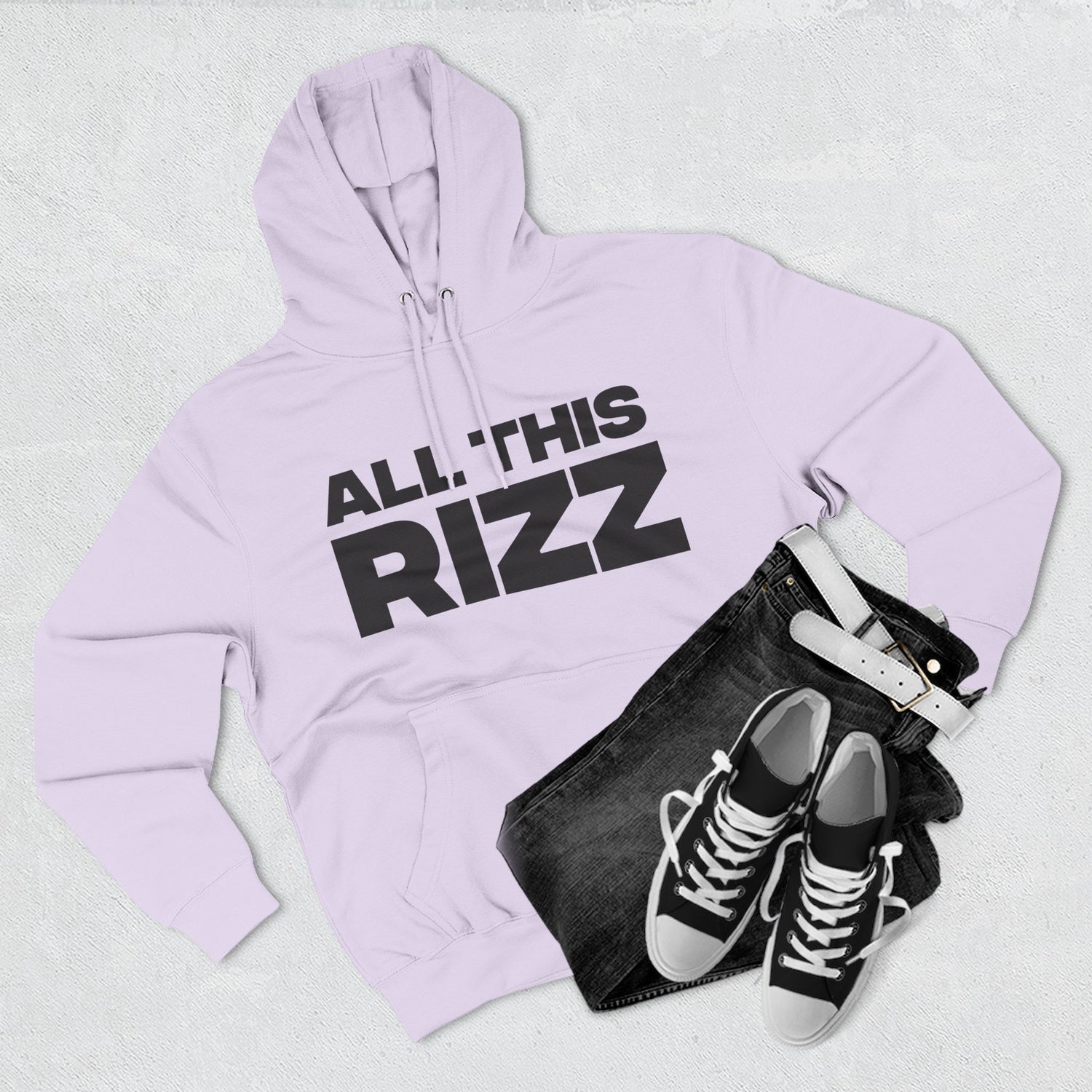"All This Rizz" Hoodie — Bold Text Streetwear Pullover for Trendsetters