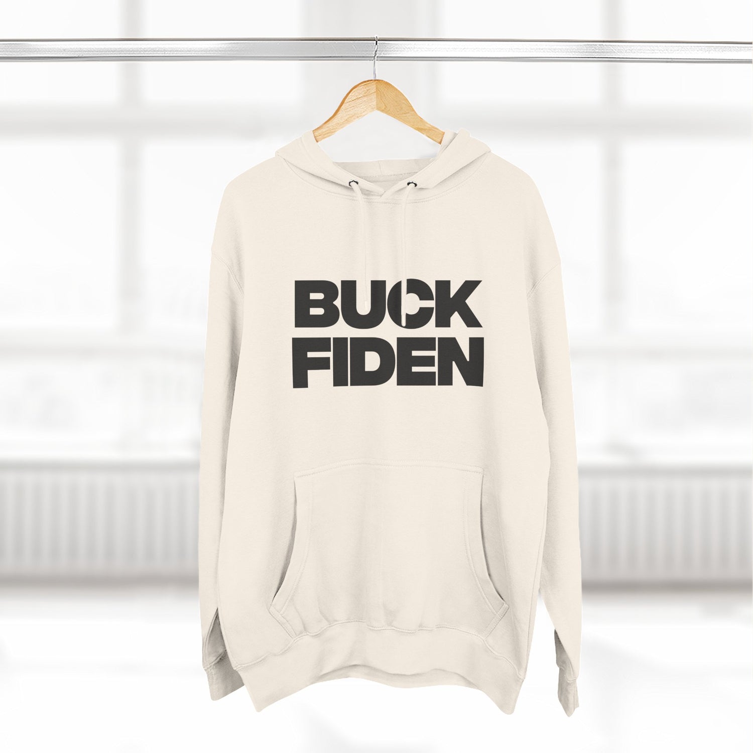 "Buck Fiden" Hoodie — Bold Text Political Satire Streetwear Pullover for Trendsetters