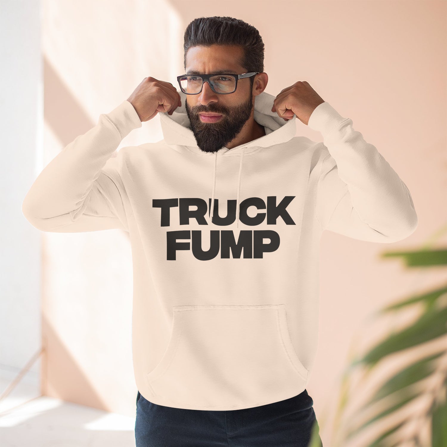 "Truck Fump" Hoodie — Bold Text Political Satire Streetwear Pullover for Trendsetters