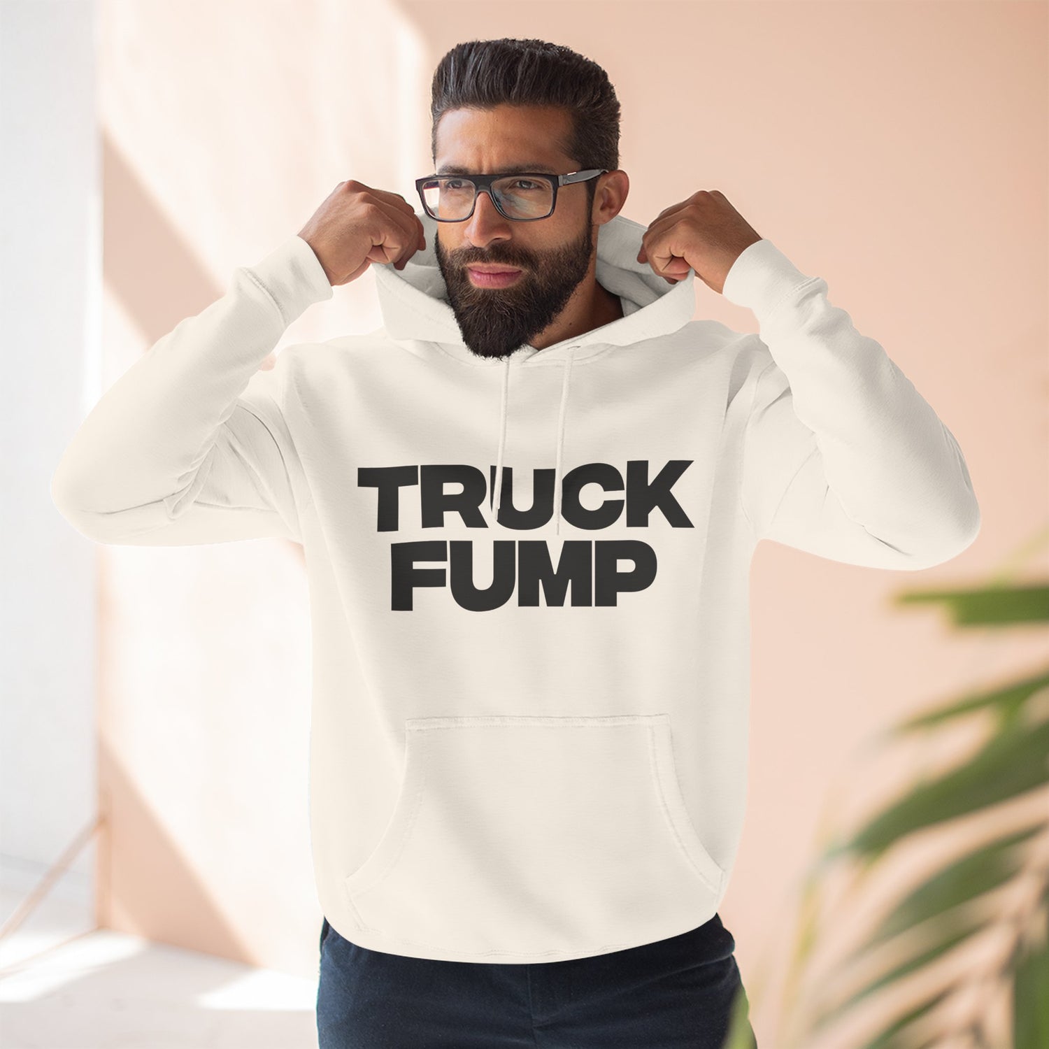 "Truck Fump" Hoodie — Bold Text Political Satire Streetwear Pullover for Trendsetters
