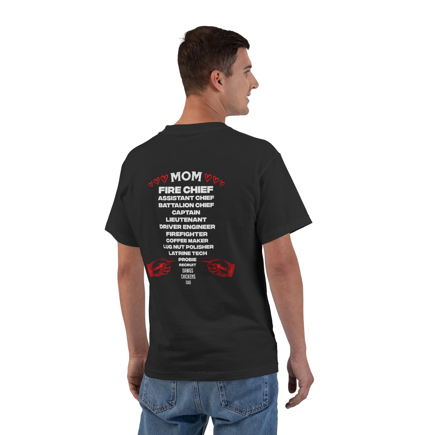 Fire Academy Graduation T-Shirt — Probie to Chief (plus "Mom") Rank List