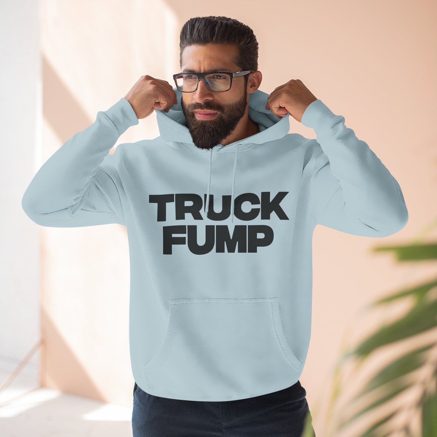 "Truck Fump" Hoodie — Bold Text Political Satire Streetwear Pullover for Trendsetters