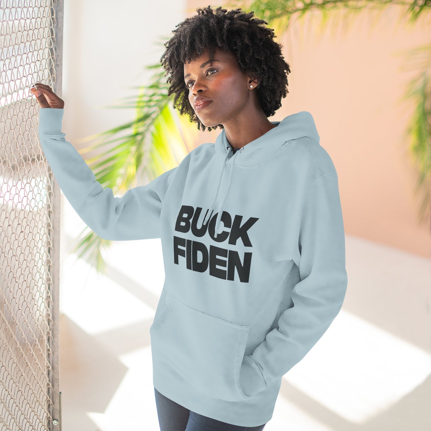 "Buck Fiden" Hoodie — Bold Text Political Satire Streetwear Pullover for Trendsetters