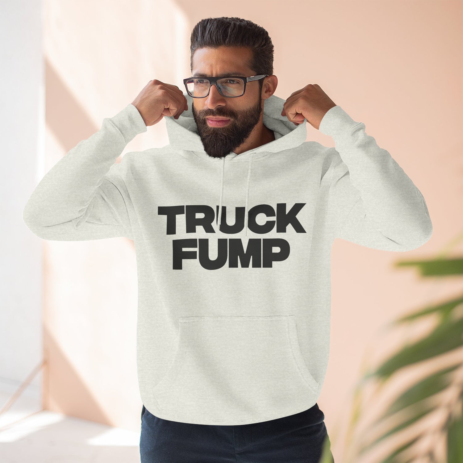 "Truck Fump" Hoodie — Bold Text Political Satire Streetwear Pullover for Trendsetters