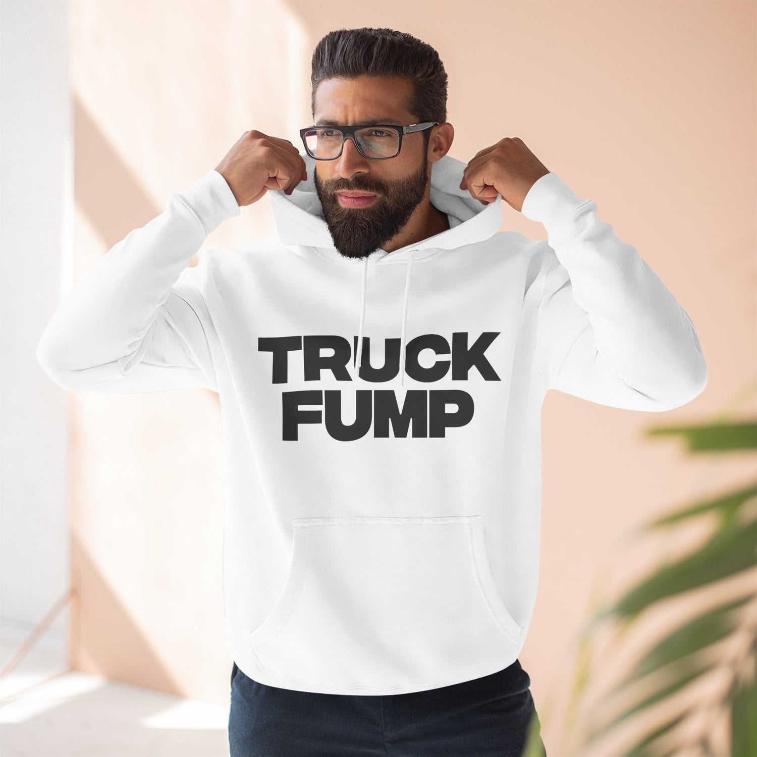 "Truck Fump" Hoodie — Bold Text Political Satire Streetwear Pullover for Trendsetters
