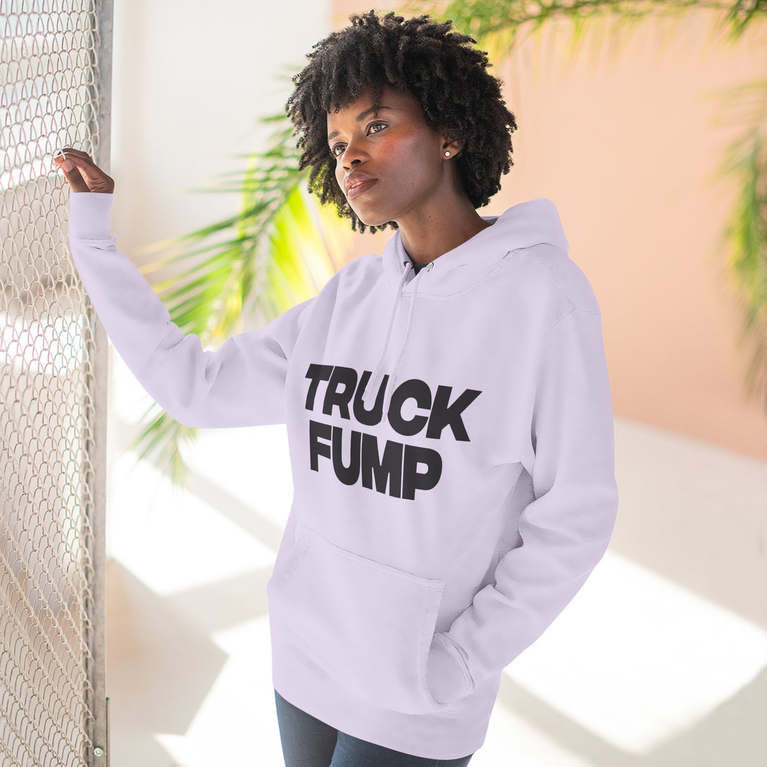 "Truck Fump" Hoodie — Bold Text Political Satire Streetwear Pullover for Trendsetters