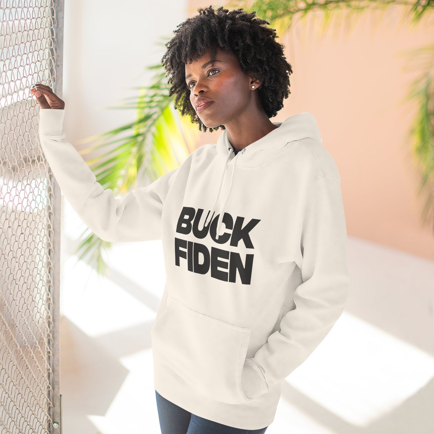 "Buck Fiden" Hoodie — Bold Text Political Satire Streetwear Pullover for Trendsetters