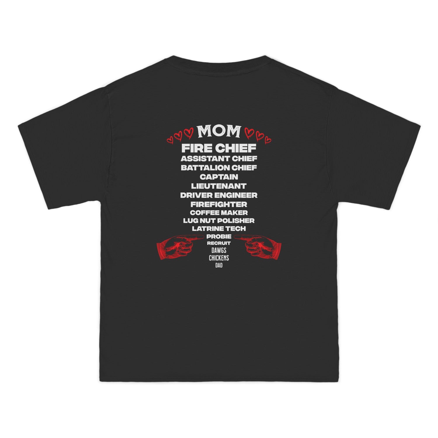 Fire Academy Graduation T-Shirt — Probie to Chief (plus "Mom") Rank List