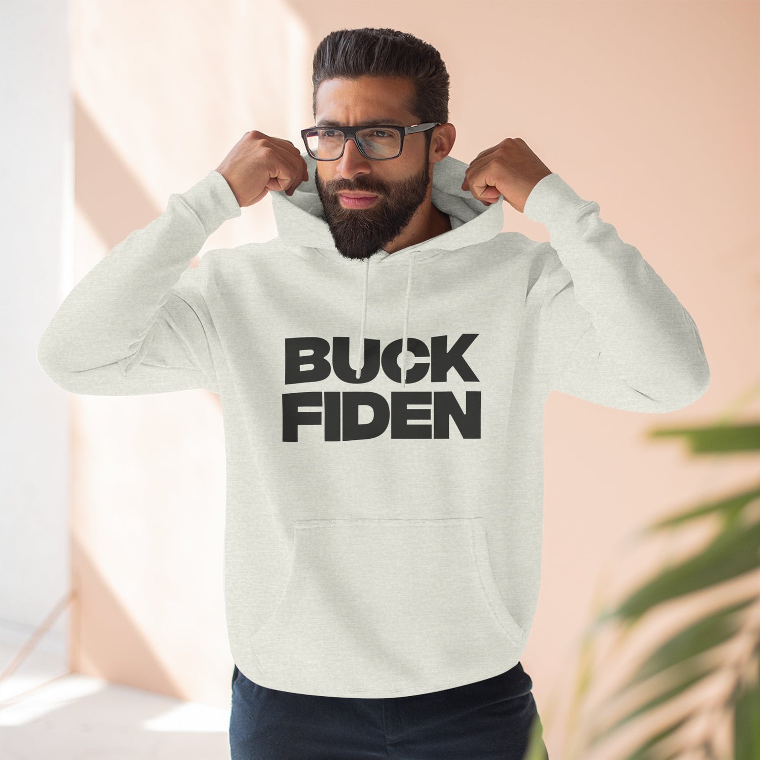"Buck Fiden" Hoodie — Bold Text Political Satire Streetwear Pullover for Trendsetters