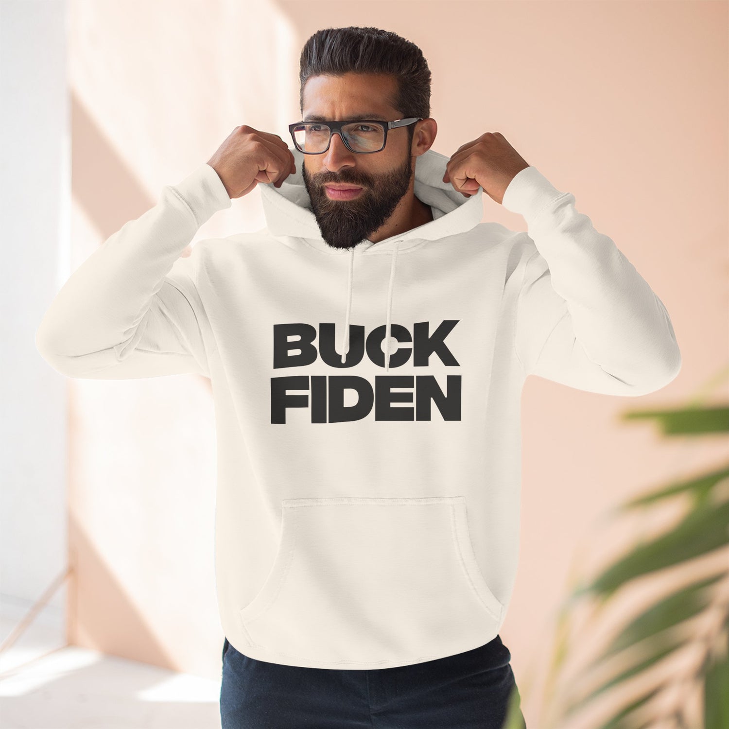 "Buck Fiden" Hoodie — Bold Text Political Satire Streetwear Pullover for Trendsetters