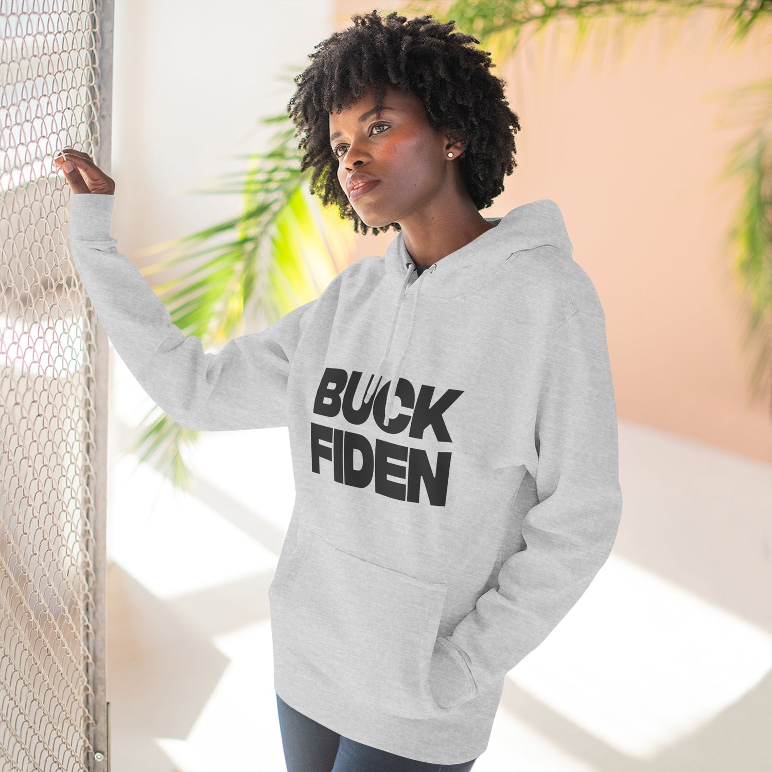"Buck Fiden" Hoodie — Bold Text Political Satire Streetwear Pullover for Trendsetters