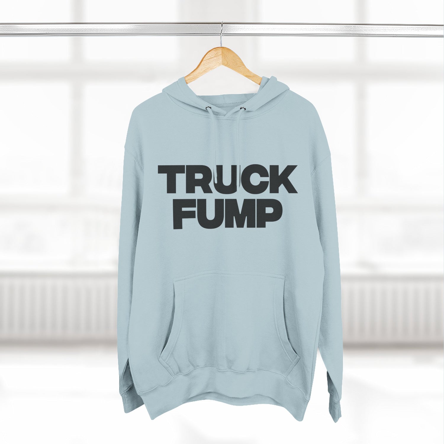 "Truck Fump" Hoodie — Bold Text Political Satire Streetwear Pullover for Trendsetters