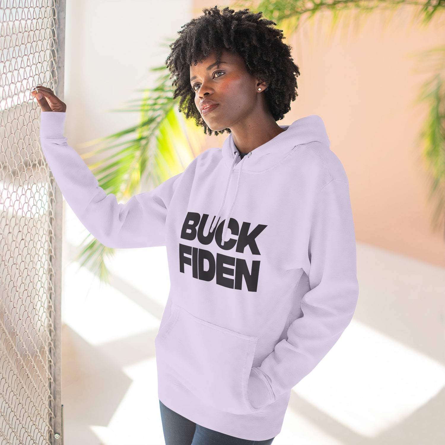 "Buck Fiden" Hoodie — Bold Text Political Satire Streetwear Pullover for Trendsetters