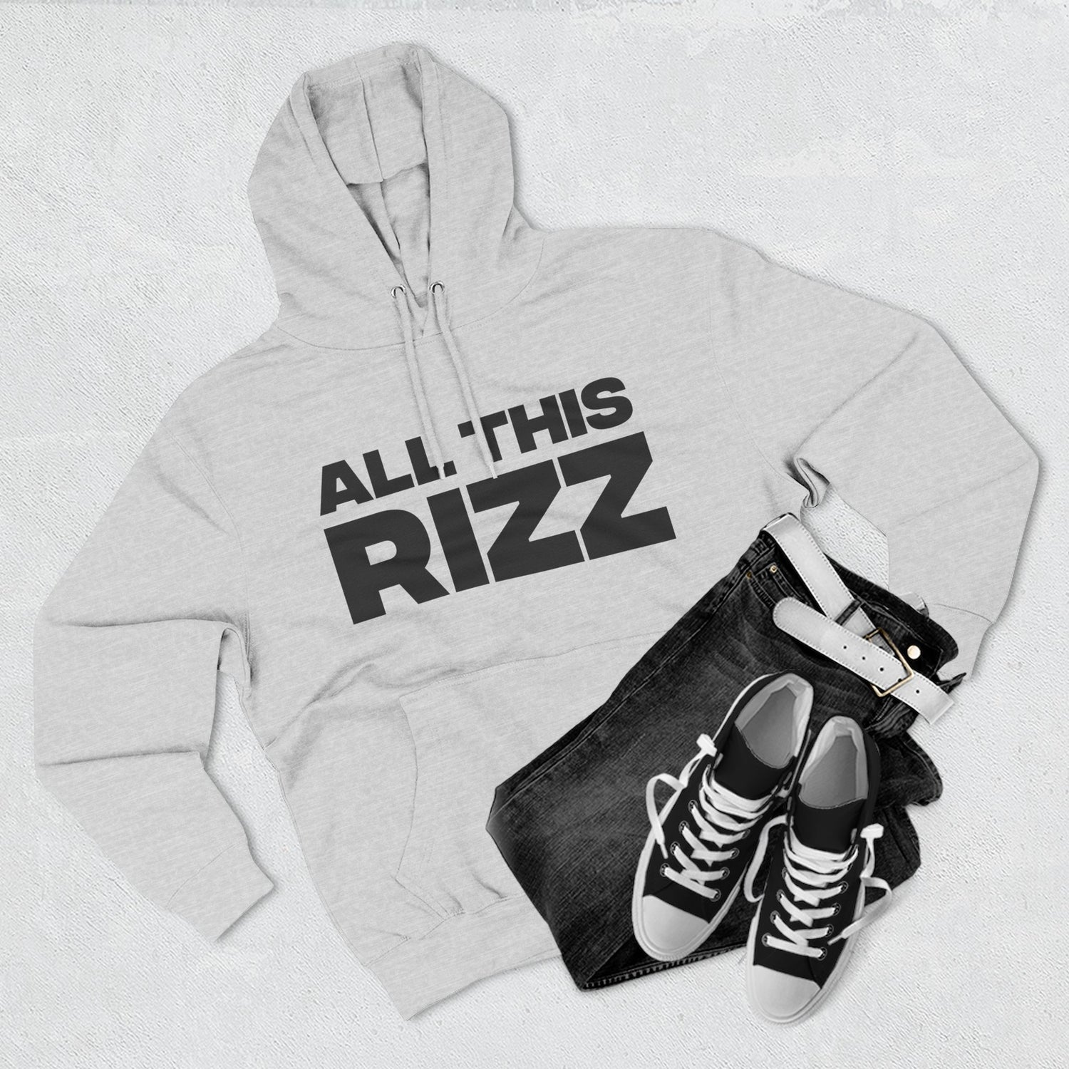 "All This Rizz" Hoodie — Bold Text Streetwear Pullover for Trendsetters