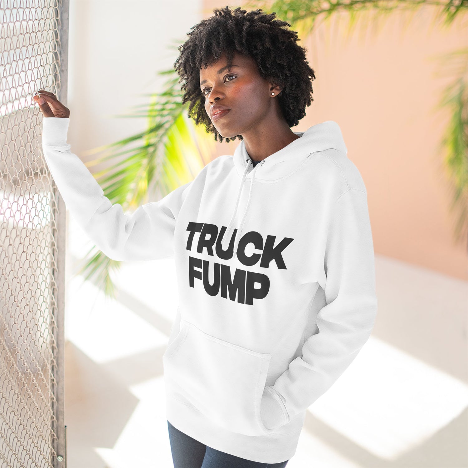 "Truck Fump" Hoodie — Bold Text Political Satire Streetwear Pullover for Trendsetters