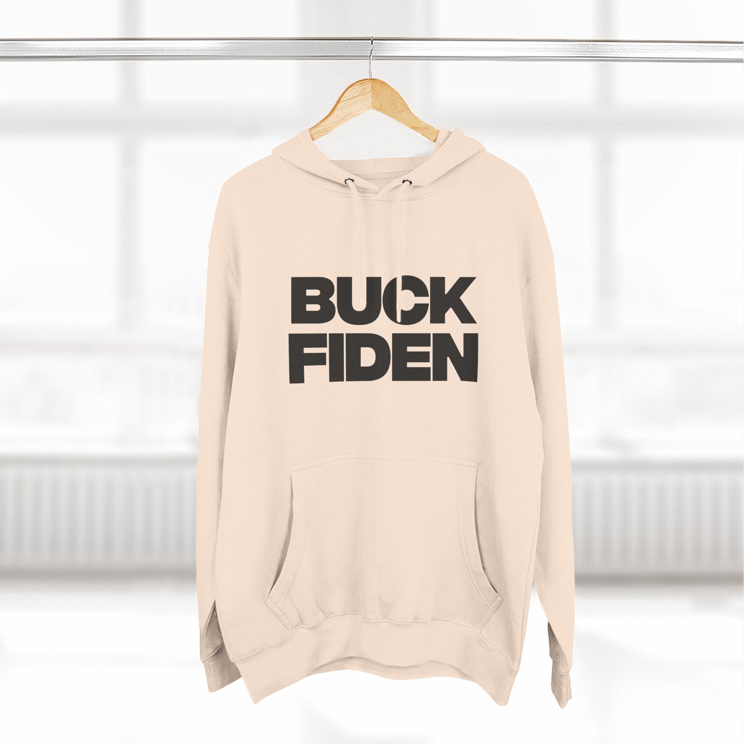 "Buck Fiden" Hoodie — Bold Text Political Satire Streetwear Pullover for Trendsetters