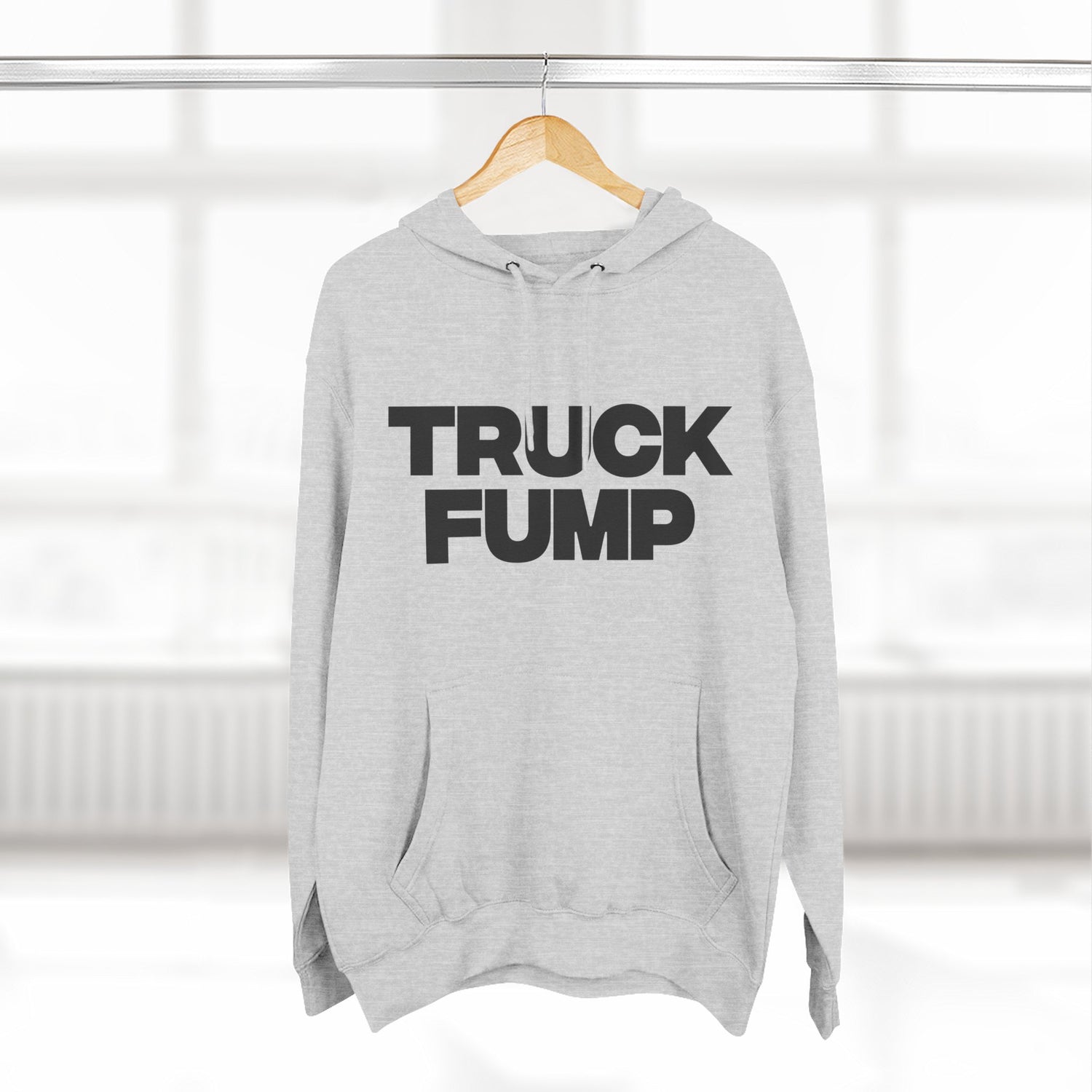 "Truck Fump" Hoodie — Bold Text Political Satire Streetwear Pullover for Trendsetters